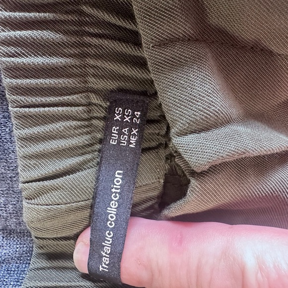 Zara Trafaluc Olive Green Chino Pants with Black Contrasting Stripes Womens XS - Picture 9 of 9